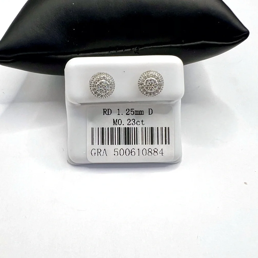 925 Sterling Silver 0.23CT MOISSANITE Round Halo Stud Earrings Screw Back